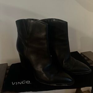 Vince Black Heeled Leather Boots
